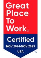 Official Badge from Great Place to Work, recognizing the company as a top workplace in the USA