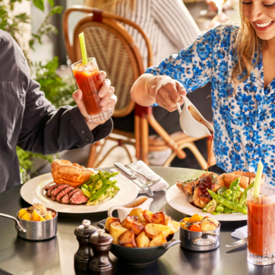 Adults enjoying an Easter lunch
