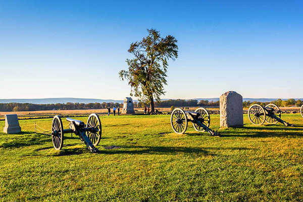 A scenic view of the Gettysburg Park, Pennsylvania.