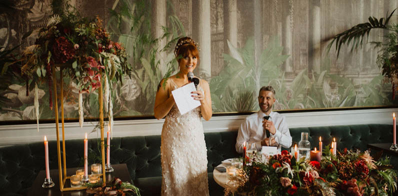 Rachel making speech in the beautiful surrounds of The Mirror Room