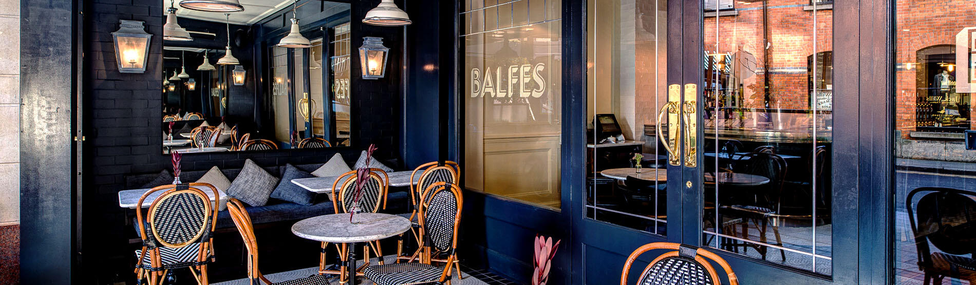 terraced seating area at the front of Balfes in Dublin