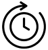 24-hour room service icon featuring a clock with an arrow circling it continuously. 24-hour room service icon featuring a clock with an arrow circling it continuously.