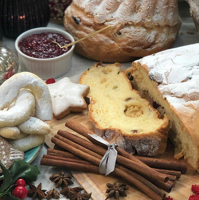 a selection of breads and pastries